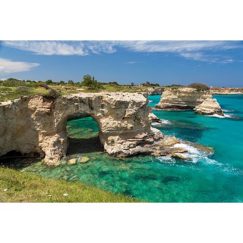 Italy-Apulia-Province of Lecce-Melendugno Torre SantAndrea Eroded limestone cliffs